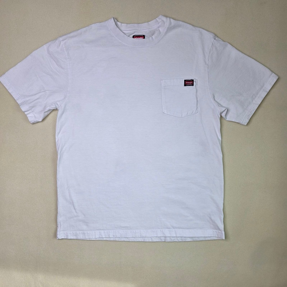 Wrangler Workwear T-Shirt Men's XL 46-48 White‎ Short Sleeve Pocket Cotton Tee